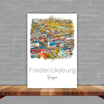 Fredericksburg, Elegant Small Town Skyline Art in Vivid Watercolors  Fredericksburg Delight, Fredericksburg Virginia canvas watercolor print