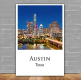 Austin Texas canvas watercolor, Austin Texas Wall Art, Austin Texas Print, Canvas wall art, Austin Texas Watercolor wall art