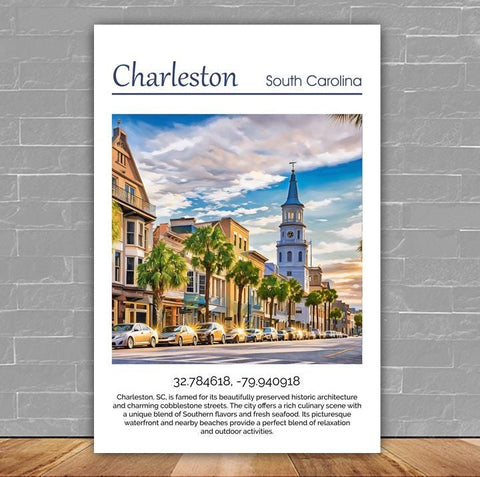 Charleston Canvas, Charleston Print, Charleston wall art, Charleston Battery travel art print, Charleston South Carolina, Charleston  poster