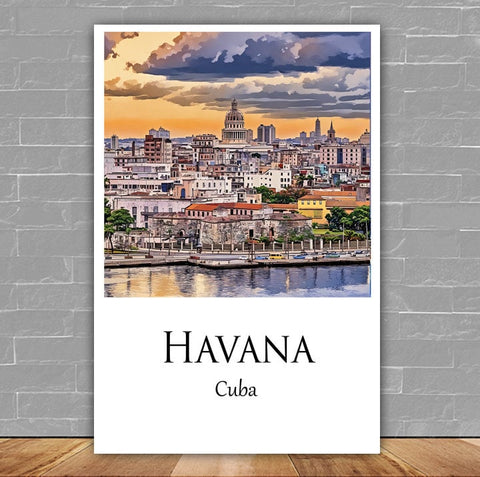 Havana Canvas, Havana  Print,  Havana wall art, Havana travel art print, Havana Cuba, Havana  poster