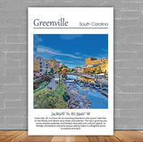 Greenville travel art canvas print, Greenville  wall art, Greenville  canvas art,  Greenville  watercolor canvas wall art, Greenville  print