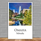 Omaha travel art canvas print, Omaha wall art, Omaha canvas art,   Omaha watercolor canvas wall art,  Omaha Nebraska print