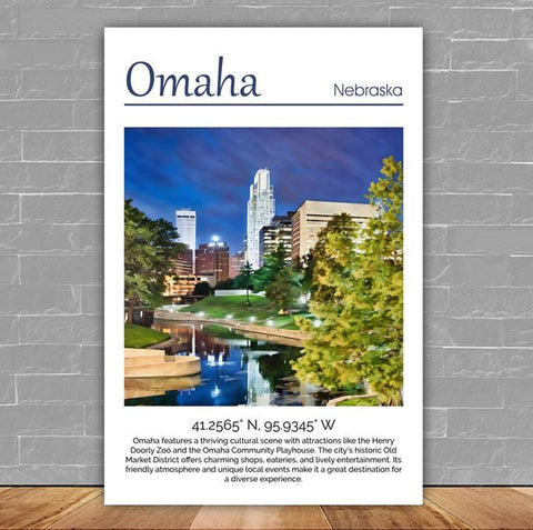 Omaha travel art canvas print, Omaha wall art, Omaha canvas art,   Omaha watercolor canvas wall art,  Omaha Nebraska print