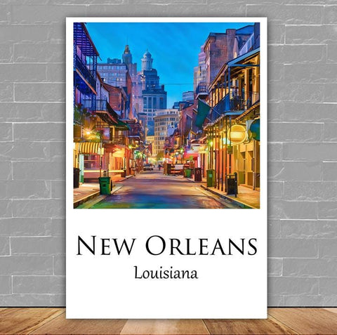 New Orleans travel art canvas print,  New Orleans wall art,  New Orleans canvas art,  New Orleans watercolor, New Orleans canvas wall art,