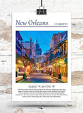 New Orleans travel art canvas print,  New Orleans wall art,  New Orleans canvas art,  New Orleans watercolor, New Orleans canvas wall art,