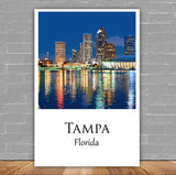 Tampa travel art canvas print,  Tampa wall art, Tampa canvas art,   Tampa watercolor canvas wall art, Tampa Florida print