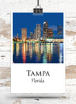 Tampa travel art canvas print,  Tampa wall art, Tampa canvas art,   Tampa watercolor canvas wall art, Tampa Florida print