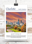 Charlotte Canvas, Charlotte Print,  Charlotte wall art, Charlotte travel art print,  Charlotte Iowa, Charlotte poster, Charlotte