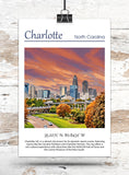 Charlotte Canvas, Charlotte Print,  Charlotte wall art, Charlotte travel art print,  Charlotte Iowa, Charlotte poster, Charlotte