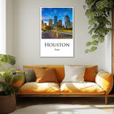 Houston Canvas, Houston Print, Houston wall art,  Houston travel art print, Houston Texas  ,  Houston poster