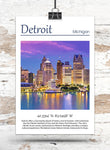 Detroit travel art canvas, Detroit print, Detroit wall art, Detroit Michigan, Detroit canvas print