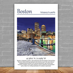 Boston Harbor travel art canvas print, Boston canvas, Boston Print, Boston wall art, Boston Harbor at night