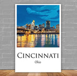 Cincinnati Canvas,  Cincinnati Print,  Cincinnati wall art, Cincinnati travel art print, Cincinnati Illinois ,  Cincinnati poster