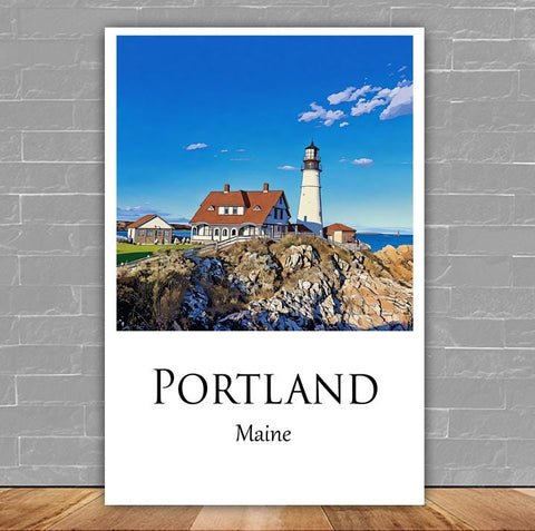 Portland Maine Portland watercolor,  Portland wall art,   Portland canvas wall art, Portland watercolor wall art, Portland travel art