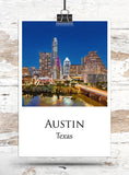 Austin Texas canvas watercolor, Austin Texas Wall Art, Austin Texas Print, Canvas wall art, Austin Texas Watercolor wall art