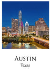 Austin Texas canvas watercolor, Austin Texas Wall Art, Austin Texas Print, Canvas wall art, Austin Texas Watercolor wall art