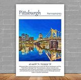 Pittsburgh travel art canvas print, Pittsburgh  wall art, Pittsburgh  canvas art,   Pittsburgh  watercolor canvas wall art, Pittsburgh print