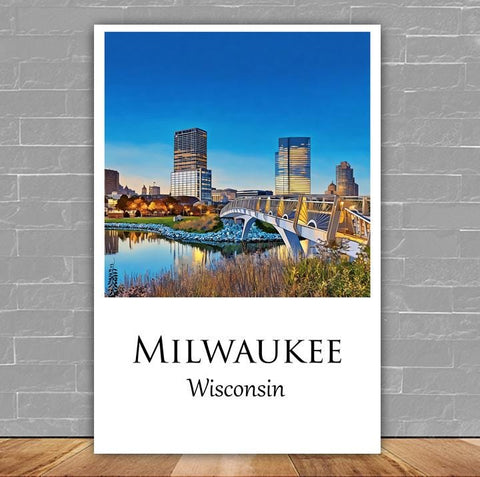 Milwaukee travel art canvas print, Milwaukee wall art, Milwaukee canvas art,  Milwaukee watercolor canvas wall art,  Milwaukee print