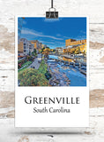 Greenville travel art canvas print, Greenville  wall art, Greenville  canvas art,  Greenville  watercolor canvas wall art, Greenville  print