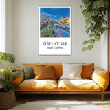 Greenville travel art canvas print, Greenville  wall art, Greenville  canvas art,  Greenville  watercolor canvas wall art, Greenville  print