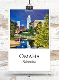 Omaha travel art canvas print, Omaha wall art, Omaha canvas art,   Omaha watercolor canvas wall art,  Omaha Nebraska print