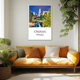 Omaha travel art canvas print, Omaha wall art, Omaha canvas art,   Omaha watercolor canvas wall art,  Omaha Nebraska print