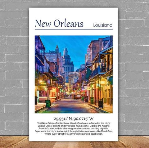 New Orleans travel art canvas print,  New Orleans wall art,  New Orleans canvas art,  New Orleans watercolor, New Orleans canvas wall art,