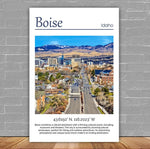 Boise travel art canvas print, Boise  wall art, Boise canvas art,   Boise watercolor canvas wall art, Boise Idaho print