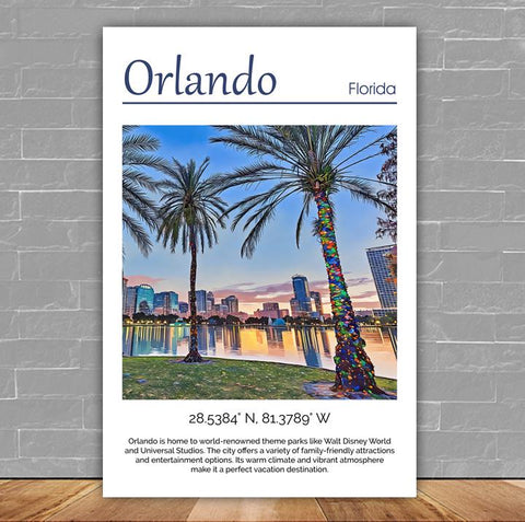 Orlando travel art canvas print, Orlando wall art, Orlando  canvas art,   Orlando watercolor canvas wall art,  Orlando Florida print