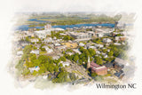 watercolor print of Wilmington NC, the border is white