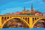 Watercolor of Georgetown Washington DC during the day