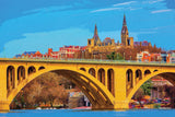 Watercolor of Georgetown Washington DC during the day