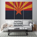 Vintage Arizona Flag on Canvas, Texas, Flag, Wall Art, Arizona Photo, Arizona Print, Fine Art, Grand canyon, Single or Multiple Panels