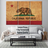 Vintage California Flag on Canvas, California, Flag, Wall Art, California Photo, California Print,West Coast Flag, Single or Multiple Panels