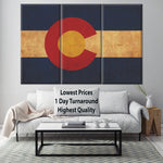 Vintage Colorado Flag on Canvas, Colorado Flag, Wall Art, Colorado Photo, Colorado Print,  Fine Art, Rockies Flag, Single or Multiple Panels