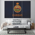 Vintage Kansas Flag on Canvas, Kansas,  Flag, Wall Art, Kansas Photo, Kansas Print, Fine Art, Kansas state, Single or Multiple Panels