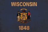 Vintage Wisconsin Flag on Canvas, Wisconsin, Wall Art, Wisconsin Photo, Wisconsin Print, Fine Art, Wisconsin Flag, Single or Multiple Panels