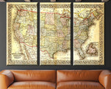 United States Map, Vintage map, Canvas large map, Wall art map, Map of America, Vintage wall art, USA vintage map, USA Decor, Antique map
