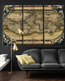 World Map on Canvas, 1570, Canvas large map, Wall art map, 3 panel or single panel,  As large as 4 x 6 FEET, Best price on Etsy