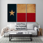 Vintage Texas Flag on Canvas, Texas, Flag, Wall Art, Texas Photo, Texas Print, Giclee, Fine Art, Lonestar Flag, Single or Multiple Panels