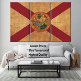 Vintage Florida Flag on Canvas, Florida,  Flag, Wall Art, FloridavPhoto, Florida Print, Fine Art, Sunshine state, Single or Multiple Panels