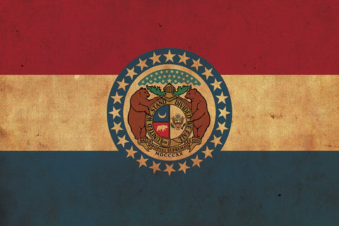 Vintage Missouri Flag on Canvas, Flag, Wall Art, Missouri Photo, Missouri Print,  Fine Art, Great Lake Flag, Single or Multiple Panels