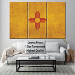 Vintage New Mexico  Flag on Canvas, New Mexico Flag, Wall Art, New Mexico Photo New Mexico Print, Single or Multiple Panels