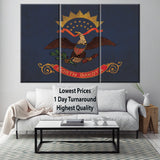 Vintage North Dakota Flag on Canvas, North Dakota Flag, Wall Art, North Dakota Photo North Dakota Print, Single or Multiple Panels