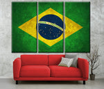 Vintage Brazil Flag on Canvas, Brazil Wall Art, Brazil Photo flag on canvas, Single or Multiple Panels Brazil flag Brazil culture