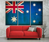 Vintage Australia Flag on Canvas, Australia Wall Art,  Australia Photo flag on canvas, Single or Multiple Panels Australian flag