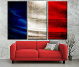 Vintage France Flag on Canvas, France, Paris, Wall Art, France Photo flag on canvas, Single or Multiple Panels France flag