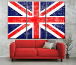 Vintage England Flag on Canvas, England, Flag, Wall Art, England Photo flag on canvas, Single or Multiple Panels England flag