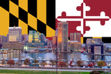 Baltimore Inner Harbor canvas, Maryland Flag ,  Baltimore wall canvas, Inner Harbor photo wall art print, Baltimore Maryland Flag collage