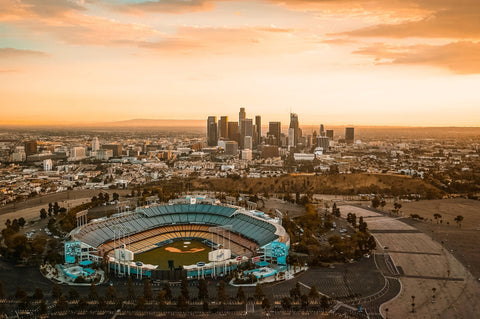 Dodger Stadium Canvas, LA Skyline  Printed on Canvas, Los Angeles skyline, Large LA Dodgers Print, Baseball wall art, Canvas gifts, art